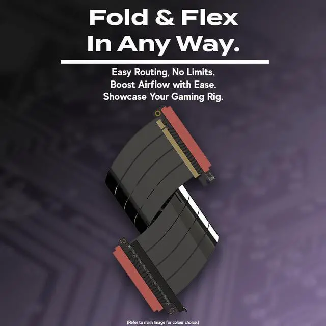 Alt view image 5 of 5 - LINKUP - AVA5 PCIE 5.0 Riser Cable | RTX5090 RX9070 GPU Ready | x16 128GB/s Speed | Compatible with Fractal Design Era 2 & Terra | Single Reverse Left Angle, Black 24cm (Total Length 28cm)