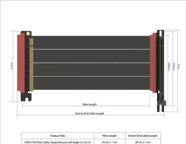 Alt view image 3 of 5 - LINKUP - AVA5 PCIE 5.0 Riser Cable | RTX5090 RX9070 GPU Ready | x16 128GB/s Speed | Compatible with Fractal Design Era 2 & Terra | Single Reverse Left Angle, Black 24cm (Total Length 28cm)