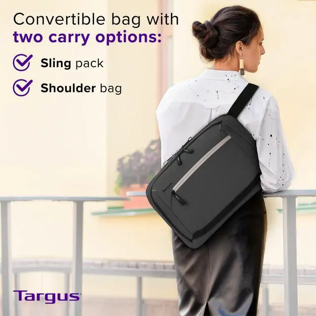 Alt view image 5 of 5 - Targus 13-14" City Fusion Convertible Sling Messenger Bag, Black (TBM571GL)