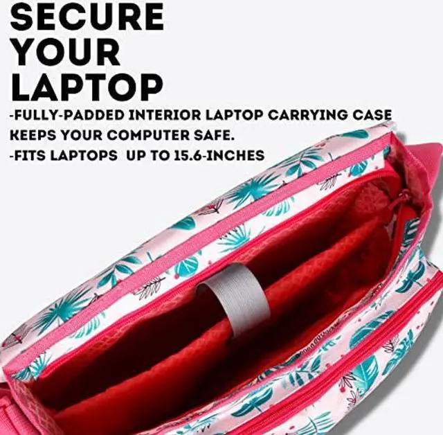 Alt view image 3 of 5 - J World New York Thomas Laptop Messenger Bag for Women. Kids Computer Bookbag, Palm Leaves