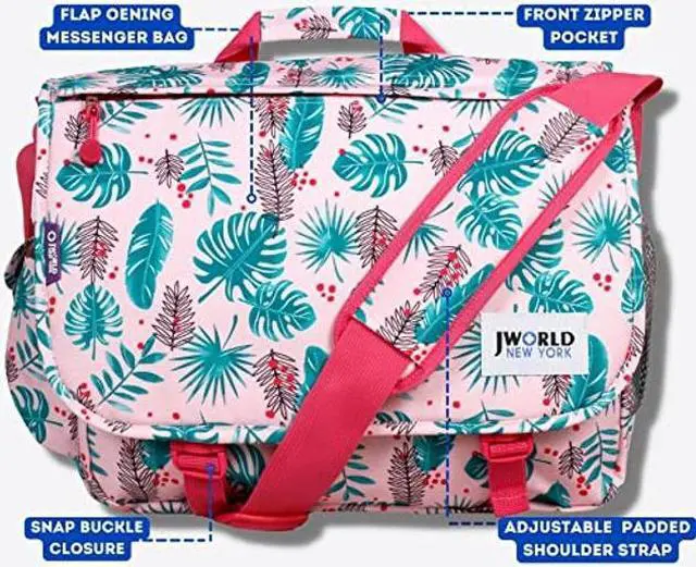 Alt view image 4 of 5 - J World New York Thomas Laptop Messenger Bag for Women. Kids Computer Bookbag, Palm Leaves