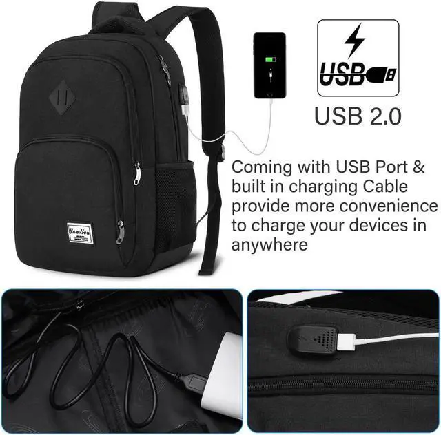 Alt view image 2 of 5 - YAMTION Backpack for Men and Women,School Backpack for Teenager,15.6 inch Laptop Bookbag with USB Charging port for Business Work College Travel Trip