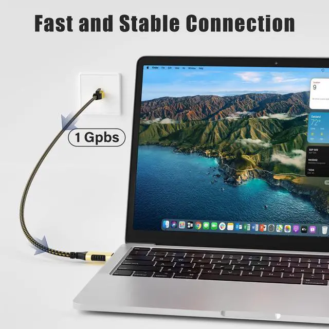 Alt view image 3 of 5 - USB C to Ethernet Cable 30 FT, USB 3.0 Type-C to RJ45 Cord, FTP, 1Gbps Shielded Internet LAN Network Cable, Thunderbolt 3/4 Compatible with MacBook Pro, iPhone 16/15 Series, iPad Pro, Dell XPS, More