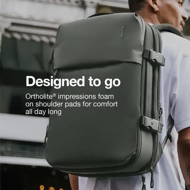 Alt view image 5 of 5 - A.R.C. Travel Pack - ReSpun 100% Recycled Polyester, 38L Backpack, RFID-Blocking, Shoe Compartment, Expansion Zipper, Ergonomic Straps, Laptop Compartment for 16 PC/Mac, Travel Pass Through - Black