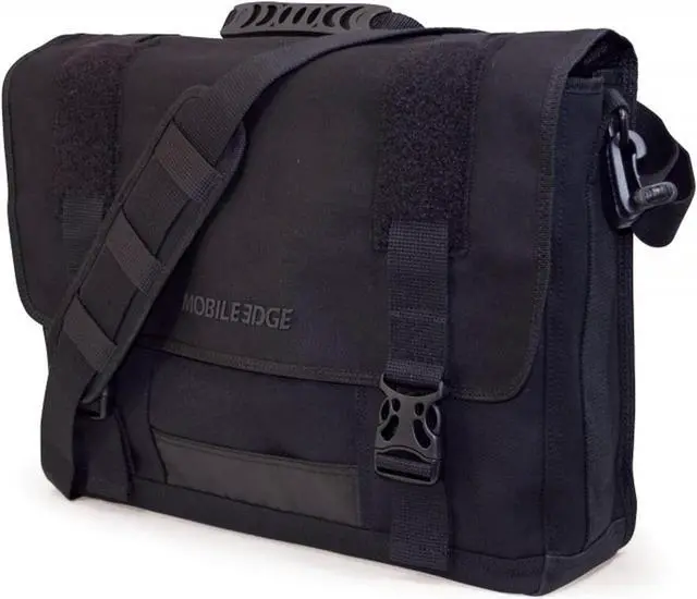 Main image of Mobile Edge ECO Laptop Messenger Bag for Men and Women, Fits Up To 17.3 Inch Laptops, Travel Work Computer Bag, Cotton Canvas, Padded Pockets, Black