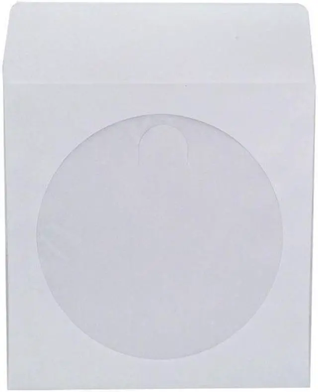 Main image of Maxtek 1,000 Pieces White Paper CD DVD Sleeves Envelope Holder with Clear Window and Flap, 80g Economy Weight.