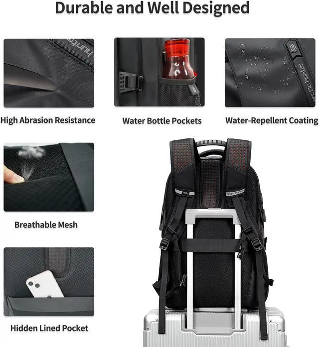 Alt view image 5 of 5 - ARCTIC HUNTER AH Business Laptop Backpack for Men Work Commuting, 30L Large Travel Carry On Backpack Flight Approved for Airplane, Professional Adult College Backpacks Casual Daypack, Black