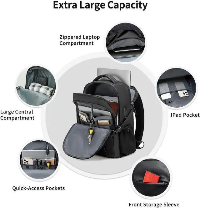 Alt view image 4 of 5 - ARCTIC HUNTER AH Business Laptop Backpack for Men Work Commuting, 30L Large Travel Carry On Backpack Flight Approved for Airplane, Professional Adult College Backpacks Casual Daypack, Black