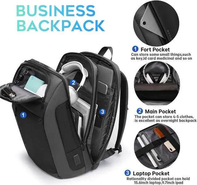 Alt view image 2 of 5 - BANGE Travel BackpacksOvernight Laptop Carry-On Backpack for Airplanes Waterproof 15.6 inch Laptop Backpack for Men and Women (Grey)