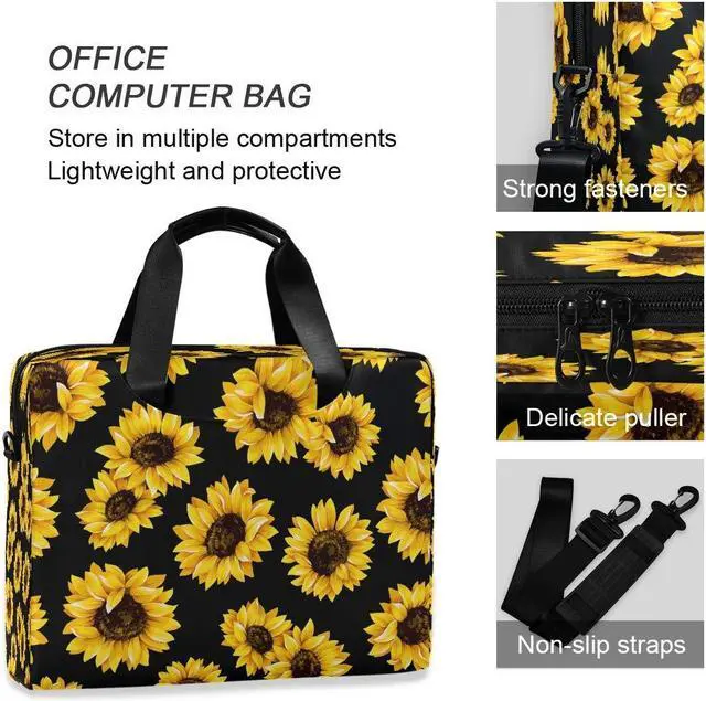 Alt view image 3 of 5 - Vintage Sunflower Laptop Bag Floral Flower 15.6 16 Laptops Sleeve Case Briefcase Notebook Carrying Case Cover Bags Computer Tablet Bags with Strap Handle for Women Man Boys Girls 15 Inch