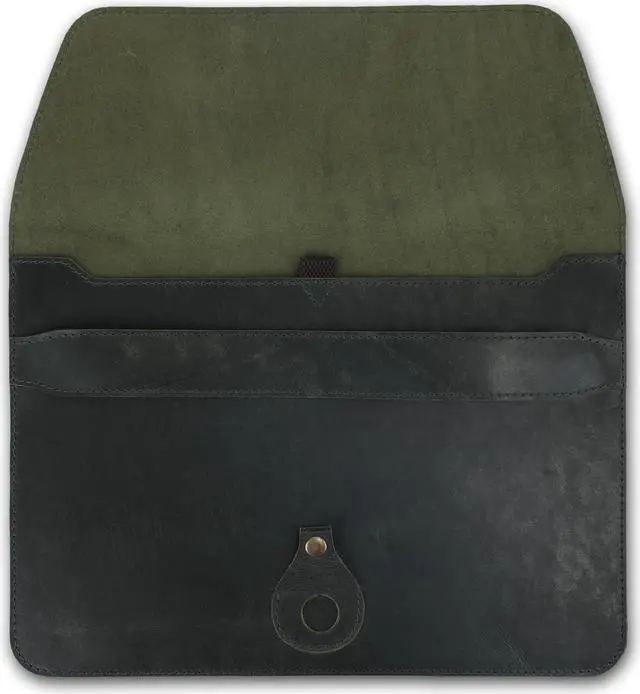 Alt view image 3 of 5 - CestAntiQ, Leather Laptop Sleeve Compatible with MacBook Pro 13-13.3 Inch Notebook M3 M2 M1 Chip Pro Max 24-21 / MacBook Air 14, Laptop Bag Case with Pen Holder (Green)