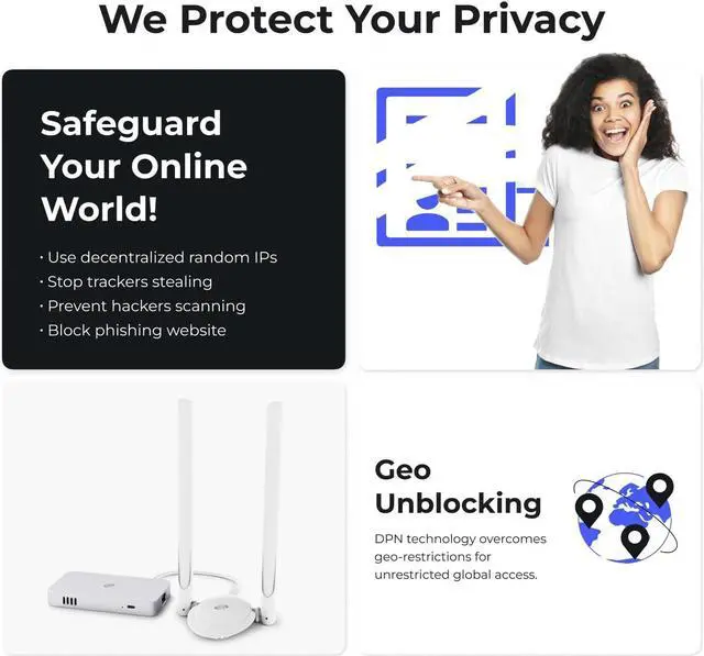 Alt view image 3 of 5 - Deeper Connect Mini Decentralized VPN Router Lifetime Free for Travel Home Enterprise-Level Cybersecurity Wi-Fi Router with Dual Antennas Wi-Fi Adapter