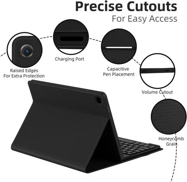 Alt view image 3 of 5 - EAMPANG Case with Keyboard for Samsung Galaxy Tab A9 Plus 11 inch (SM-X210/X215/X216/X218),7 Color Rainbow Backlight Detachable USB-C Keyboard Magnetic Case with Pen Slot for Tablet A9+ 5G Black