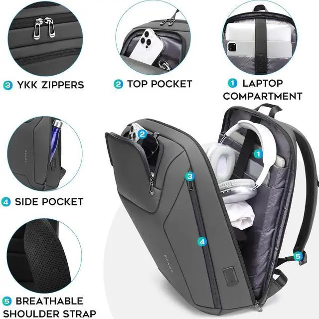 Alt view image 2 of 5 - FUTURE AESTHEICS Business Laptop Backpack for Men,Women15.6 Inch Water Resistant Travel smart Laptop Backpack Carry On Backpack with USB Charging PortLarge Business Work Durable Computer Bag