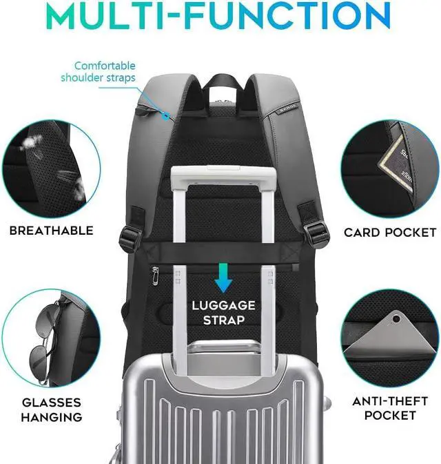 Alt view image 5 of 5 - FUTURE AESTHEICS Business Laptop Backpack for Men,Women15.6 Inch Water Resistant Travel smart Laptop Backpack Carry On Backpack with USB Charging PortLarge Business Work Durable Computer Bag