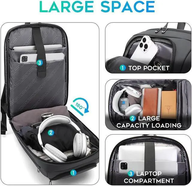 Alt view image 4 of 5 - FUTURE AESTHEICS Business Laptop Backpack for Men,Women15.6 Inch Water Resistant Travel smart Laptop Backpack Carry On Backpack with USB Charging PortLarge Business Work Durable Computer Bag