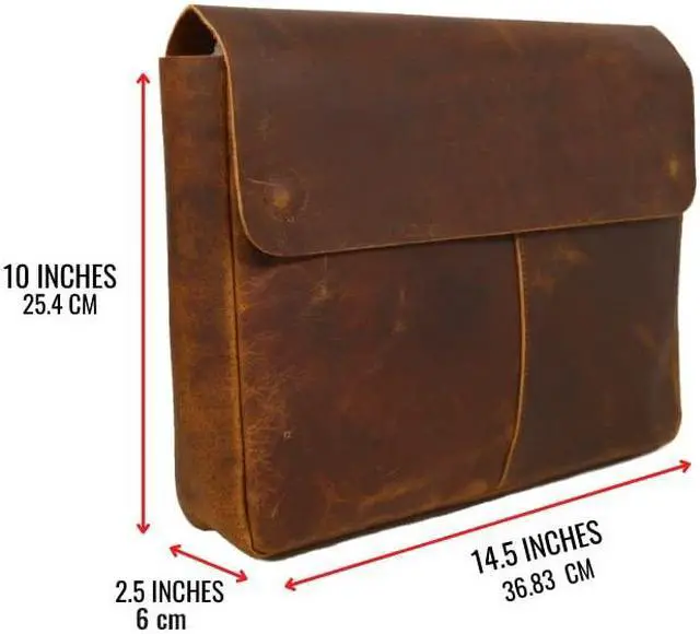 Alt view image 3 of 5 - HG-LTHR Leather Folder, Full Grain Leather File Folder Organizer Document Holder, Leather Portfolio for Men  Spacious Leather Folio Laptop Sleeve Case for 13" 14" 15 Laptops, Macbook & Tablets