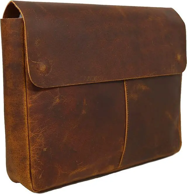 Alt view image 2 of 5 - HG-LTHR Leather Folder, Full Grain Leather File Folder Organizer Document Holder, Leather Portfolio for Men  Spacious Leather Folio Laptop Sleeve Case for 13" 14" 15 Laptops, Macbook & Tablets