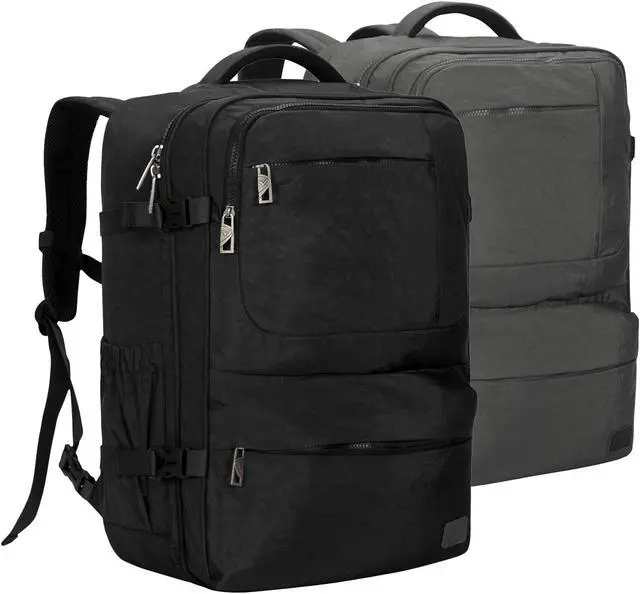 Main image of Hynes Eagle 44L Carry on Backpack Airline Approved Travel Backpack for Men Women Large Laptop Backpack 17 inch Nylon Backpack Overnight Weekender Duffel Bag Black with Grey