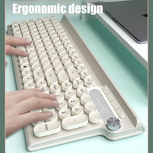 Alt view image 3 of 4 - Wireless Keyboard and Mouse Combo,2.4Ghz USB Rechargeable Keyboard with Phone Holder,Full Size Keyboard and Mouse Set for Computer,Laptop and Desktop (Milky White)