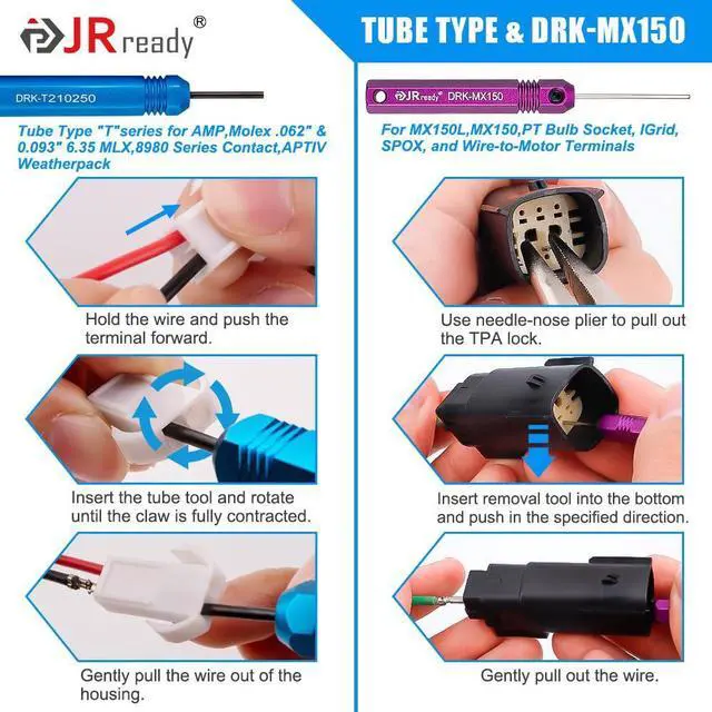 Alt view image 3 of 5 - JRready ST5253-22-P Pin Extractor Tool Kit 22PCS Terminal Release Tools for Deutsch AMP Molex Delphi JST & More Automotive & Computer Terminal Removal Tool Kit Terminal Ejector Tool Kit