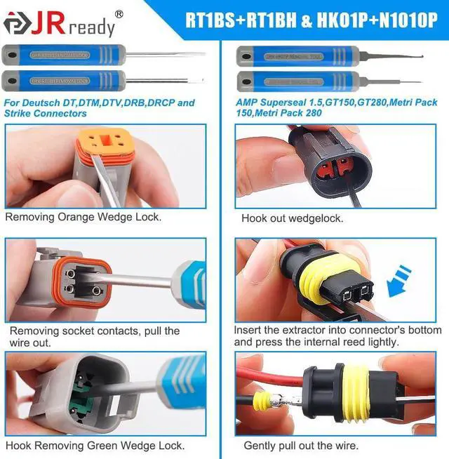 Alt view image 4 of 5 - JRready ST5253-22-P Pin Extractor Tool Kit 22PCS Terminal Release Tools for Deutsch AMP Molex Delphi JST & More Automotive & Computer Terminal Removal Tool Kit Terminal Ejector Tool Kit