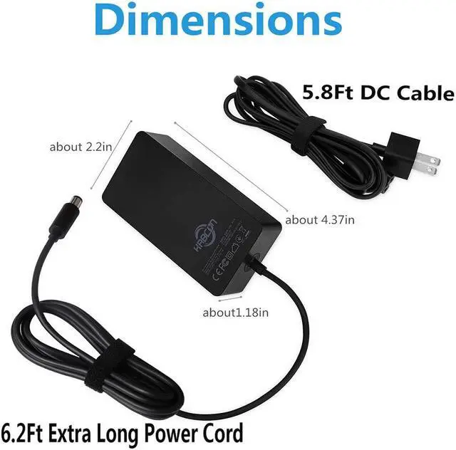 Alt view image 5 of 5 - KABCON Surface Dock Charger, 90W 15V 6A Power Supply, Compatible with Microsoft Surface Docking Station (PD9-00003), Model 1749, Black, USB, 6.2Ft Power Cord with Storage Pouch
