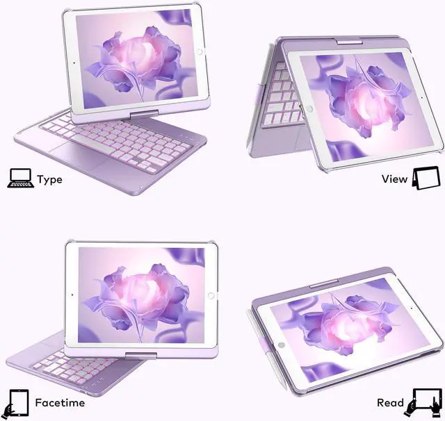 Alt view image 5 of 5 - KBCASE iPad 9th Generation Case with Keyboard, Touchpad Keyboard Case for iPad 9th/8th/7th 10.2 inch, 360°Rotatable Case with Pencil Holder & LED Wireless Mouse Rechargeable Wireless Computer Mouse
