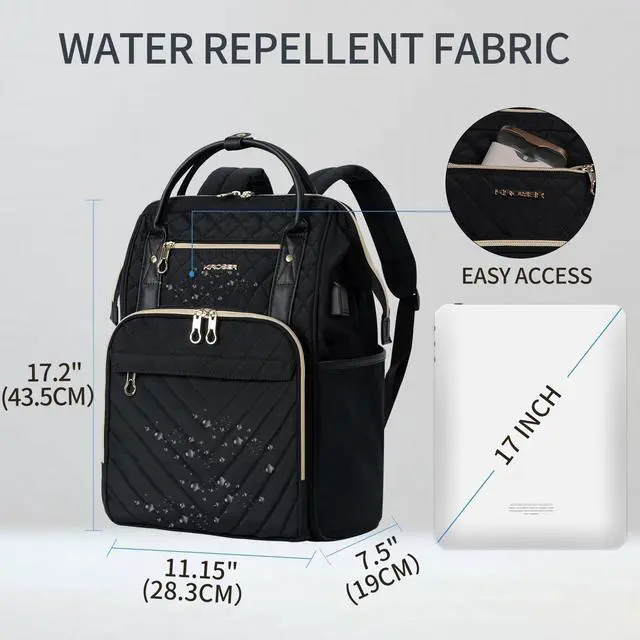 Alt view image 2 of 5 - KROSER Laptop Backpack 17" Stylish Backpack Water Repellent College Casual Daypack with USB Port Travel Business Work Bag for Men/Women-Quilted