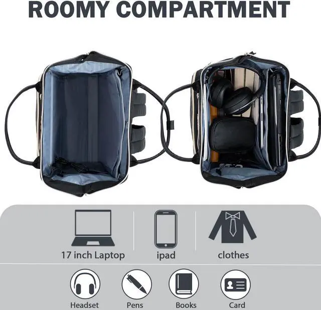 Alt view image 4 of 5 - KROSER Laptop Backpack 17" Stylish Backpack Water Repellent College Casual Daypack with USB Port Travel Business Work Bag for Men/Women-Quilted