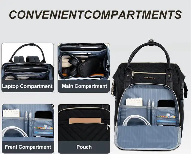 Alt view image 3 of 5 - KROSER Laptop Backpack 17" Stylish Backpack Water Repellent College Casual Daypack with USB Port Travel Business Work Bag for Men/Women-Quilted