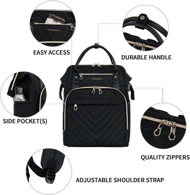 Alt view image 5 of 5 - KROSER Laptop Backpack 17" Stylish Backpack Water Repellent College Casual Daypack with USB Port Travel Business Work Bag for Men/Women-Quilted