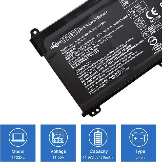 Alt view image 2 of 5 - Dentsing TF03XL (11.55V 41.9Wh/3470mAh) HSTNN-LB7X Laptop Battery Compatible HP Pavilion 15-CC 15-CD 17-AR Series Notebook 920046-121 920046-421 920046-541 920070-855 HSTNN-IB7Y HSTNN-LB7J