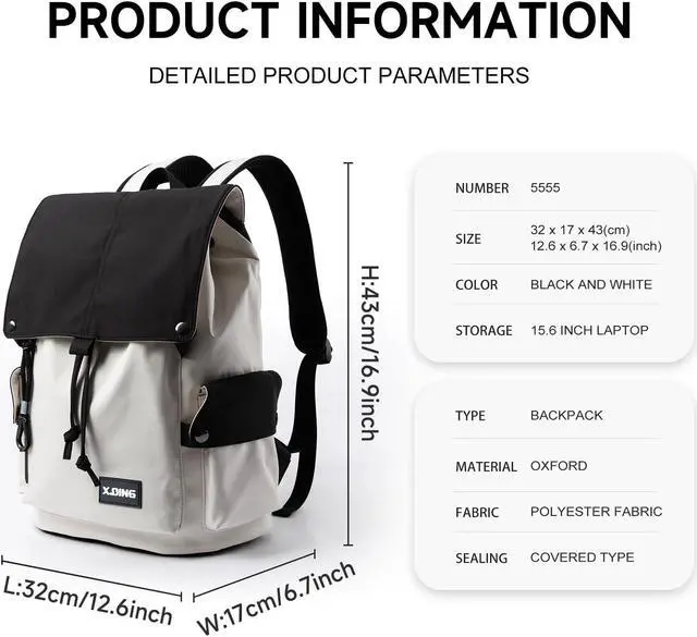 Alt view image 3 of 5 - MATE ELAN School Backpack Water Proof 15.6 Laptop Backpack Casual Suitable For Fitness Sports Travel Hiking Commuting Class College Black High Middle School Backpack For Men Women