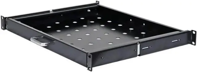 Alt view image 3 of 5 - Aeons 1U 19-inch Sliding Rack Server Shelf Vented Sliding 4 Post Rack Mount 14" Shelf Adjustable Mounting Depth 14.4-15.5" Heavy Duty IT Network Cabinet Enclosure Equipment 2-Pack