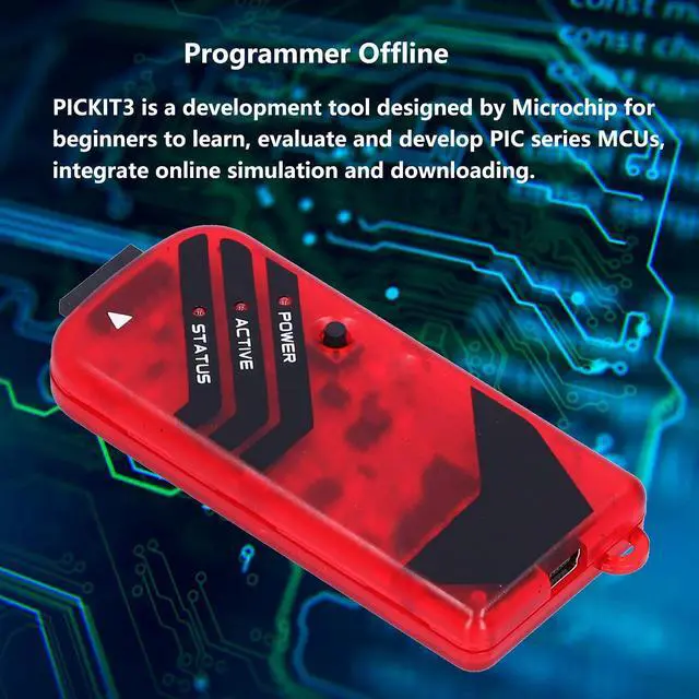 Alt view image 3 of 5 - PICKit3 Microchip Programmer, Kit3 PICkit3 PIC Debugger Programming Kit with USB Cable for Beginner Emulator PIC Controller, Electronic Components,Red