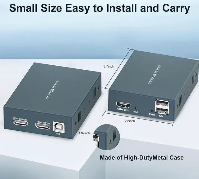 Alt view image 2 of 5 - HDMI KVM Extender, 1080P@60Hz Ultra HD Resolution, Over Cat5e/6/7 Ethernet Cable, Up to 165ft/50m with Loop Out & POC Function - Support Keyboard and Mouse