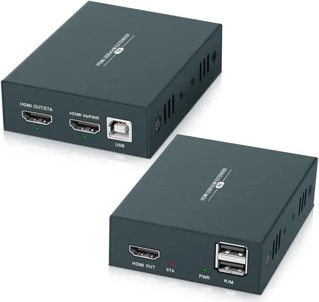 Main image of HDMI KVM Extender, 1080P@60Hz Ultra HD Resolution, Over Cat5e/6/7 Ethernet Cable, Up to 165ft/50m with Loop Out & POC Function - Support Keyboard and Mouse