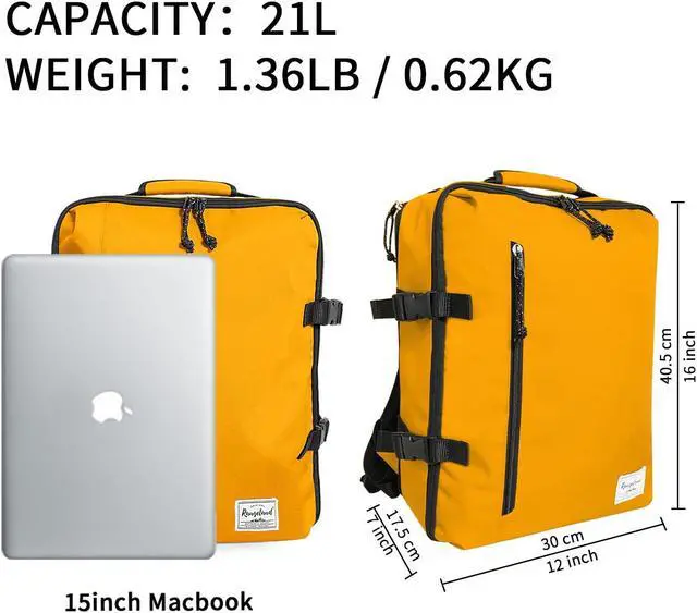 Alt view image 3 of 5 - Rangeland Lightweight Under-seat Backpack for Clothes Travel Overnight Women Men, 15.6 Laptop Minimalist Backpack, Stylish and Casual, Papaya