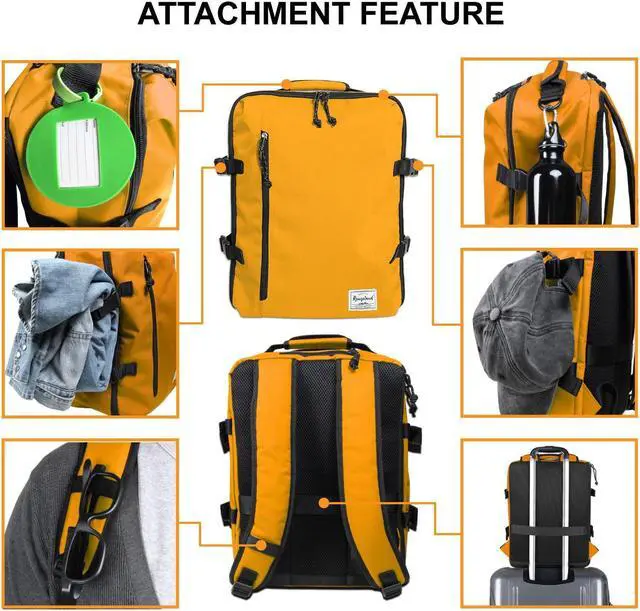 Alt view image 5 of 5 - Rangeland Lightweight Under-seat Backpack for Clothes Travel Overnight Women Men, 15.6 Laptop Minimalist Backpack, Stylish and Casual, Papaya