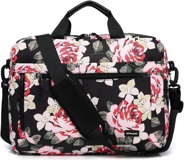 Main image of RAVUO Floral Laptop Bag for Women, Water Resistant 15.6 inch Shockproof Shoulder Bag Sleeve Case Business Briefcase with Shoulder Strap