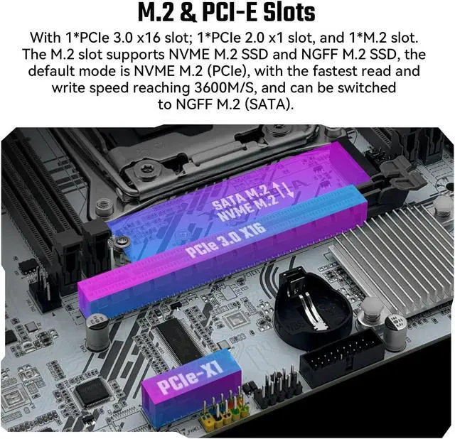 Alt view image 4 of 5 - SHANGZHAOYUAN X99 LGA 2011-3 Motherboard Micro ATX Gaming Motherboard for Intel Xeon E5 V3 V4 Series Processors (DDR4 Max 128GB, PCIe 3.0, NVME/NGFF M.2, Gigabit LAN, SATA 3.0, USB 3.0), X99 PR9-A