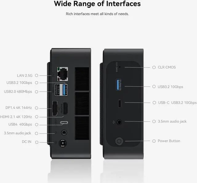 Alt view image 2 of 5 - Beelink SER6-P Mini PC, AMD Ryzen 9 6900HX(8C/16T up to 4.9GHz), 32GB DDR5 1TB SSD,1 x HDMI 2.1/1 x Type-C USB4/ 1x Type-C USB 3.2/2 x USB 3.2/1 x USB 2.0/1 x DP/ BT5.2/ 1x RJ45(2.5G) (32GB+1TB)