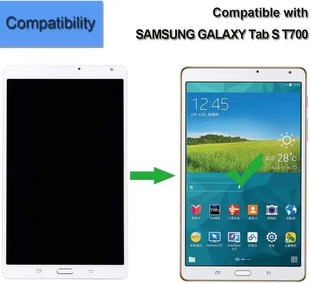 Alt view image 4 of 4 - New Replacement LCD Touch Screen Display Digitizer Full Assembly Parts Compatible with Samsung Tab S 8.4 SM-T700 white with frame