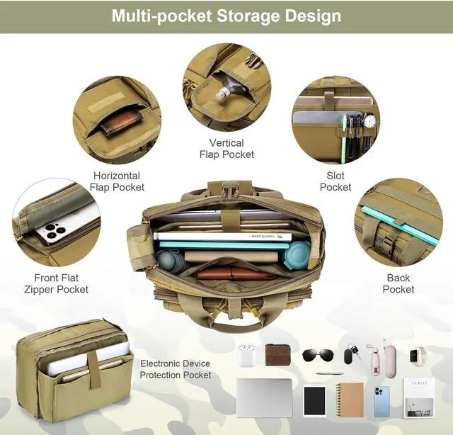 Alt view image 5 of 5 - Stypos Tactical Messenger Bag, Tactical Briefcase for Man Military Laptop Bag Messenger Shoulder Bag