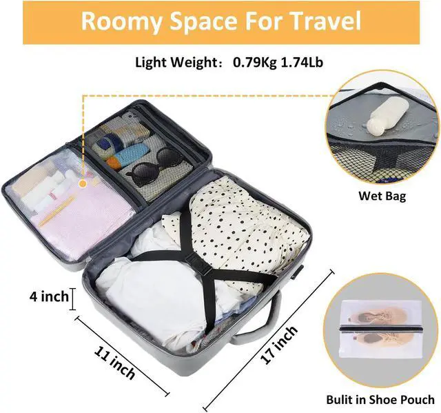 Alt view image 5 of 5 - Taygeer Carry On Backpack, Womens Travel Backpack with USB Charging Port & Shoe Pouch, Laptop Mochila 15.6inch Flight Approved, College Teacher Tote Bag for Business Travel Supplies, Grey