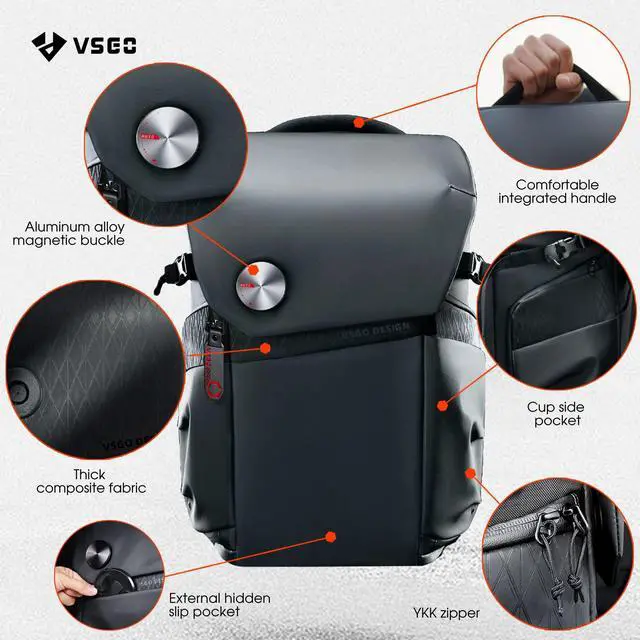 Alt view image 3 of 5 - VSGO Black Snipe Camera Backpack 16L  Lightweight 1.1kg Professional DSLR/SLR Photography Bag for Sony, Canon, Nikon Cameras, DJI Stabilizers, Travel & Outdoor Use