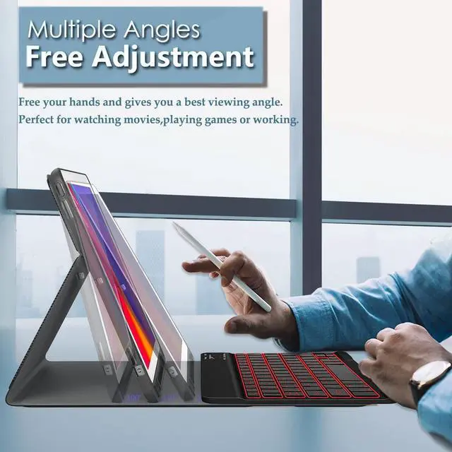 Alt view image 4 of 5 - Wineecy Galaxy Tab S5E 10.5 Keyboard Case(SM-T720/T725, 2019 Version), 7 Color Backlit Detachable Wireless with Folio Case Cover for Samsung Galaxy Tab S5E 10.5 2019, SM-T720 SM-T725, Black