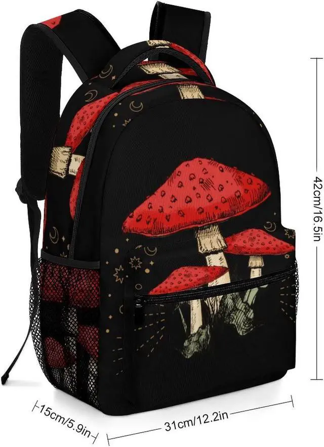 Alt view image 2 of 5 - Xvx-Boom Mushroom Moon Backpack Print Work Leisure Travel Schoolbag Adjustable Practical Gift Unisex Laptop Backpack One Size