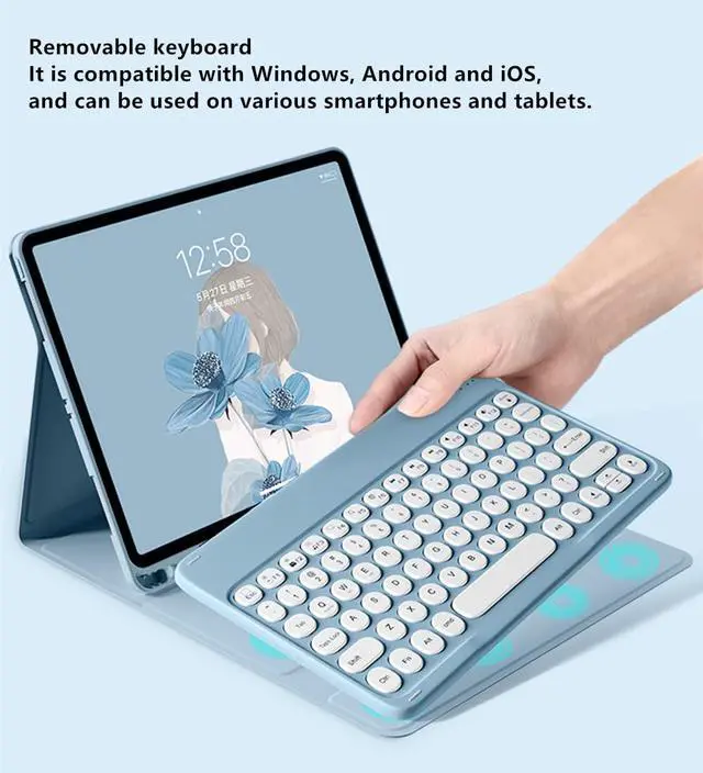 Alt view image 4 of 5 - Galaxy Tab S9+/S9 Plus 12.4'' 2023 SM-X810/X816B/X818U keyboard case with mouse Magnetic Detachable Bluetooth keyboard with S Pen holder Slim folio leather case (Tab S9+ (2023), Purple)